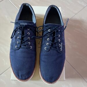 #2604 Gant Men's Blue Canvas Cotton Twill Lace Up Shoes US 11 Marine Blue
